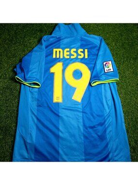 Messi Barcelona Anniversary 2007 2008 Away Soccer Jersey L SKU# 237743-414